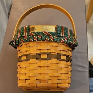 Longaberger Basket with Green and Red Liner